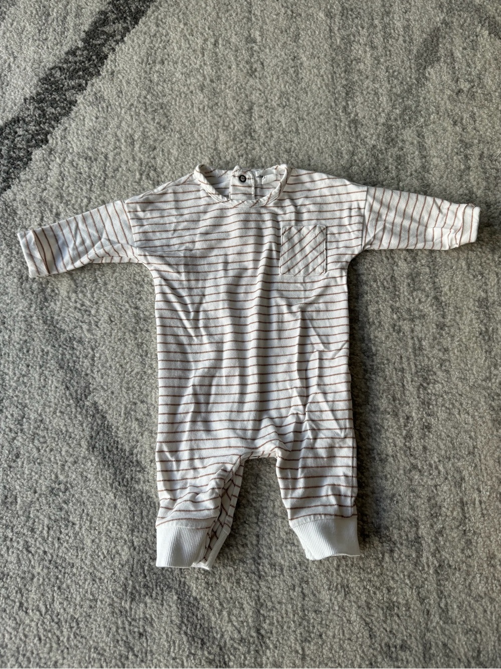 Miles the Label Striped Brown & White Baby One-Piece
